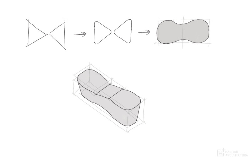 Bocetos de diseño del mostrador en Durasein